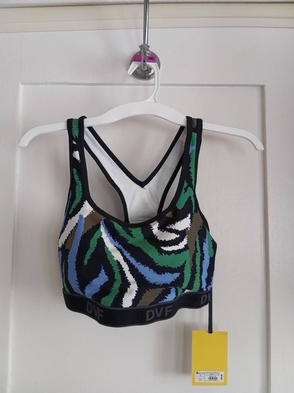 Diane Von Furstenberg Blue, Green & Black Abstract-Print Sports Bra